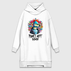 Женское худи-платье Бендер с красным хайером - панк жив, цвет: белый