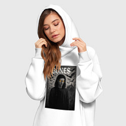 Женское худи-платье Bones с желтыми горящими глазами, цвет: белый — фото 2