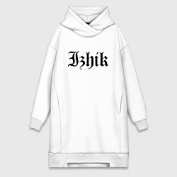 Женское худи-платье Ижевск - Ижик мем, цвет: белый