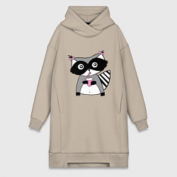 Женская толстовка-платье Енот-девочка