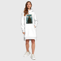 Женское худи-платье ВМФ волк на корабле, цвет: белый — фото 2