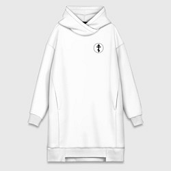 Женское худи-платье За правду горой круглый орнамент, цвет: белый