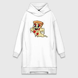 Женское худи-платье Призрачная пицца, цвет: белый
