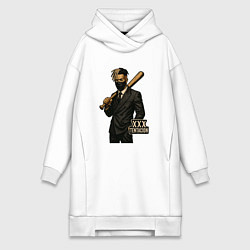 Женское худи-платье XXXTentacion с битой, цвет: белый