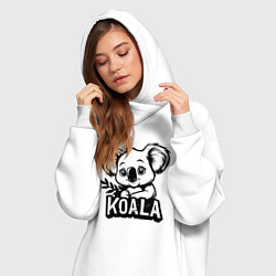 Женское худи-платье Коала с листьями, цвет: белый — фото 2