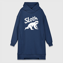 Женское худи-платье Граффити ленивец, цвет: тёмно-синий