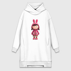 Женская толстовка-платье Девочка в розовом зимнем наряде