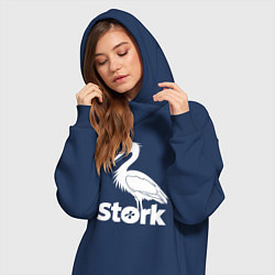 Женское худи-платье Аисты в минимализме, цвет: тёмно-синий — фото 2