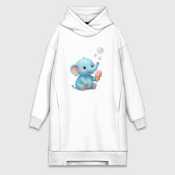 Женская толстовка-платье Маленький слоненок с мороженым