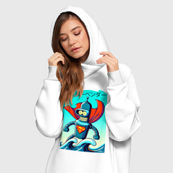 Женское худи-платье Super Bender - Japanese style, цвет: белый — фото 2