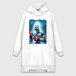 Женское худи-платье Bender bending robot - mixed martial artist, цвет: белый