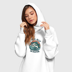 Женское худи-платье Рыба выпрыгивает из воды, цвет: белый — фото 2