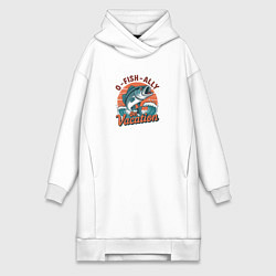 Женское худи-платье Рыба в морских волнах, цвет: белый