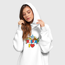 Женское худи-платье Люблю Россию, цвет: белый — фото 2