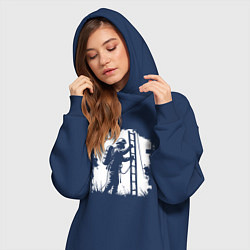 Женское худи-платье Пожарный на лестнице, цвет: тёмно-синий — фото 2