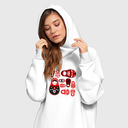 Женское худи-платье Матрёшки расписные, цвет: белый — фото 2