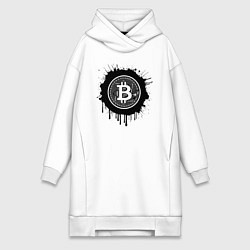 Женская толстовка-платье Биткоин в черной красках
