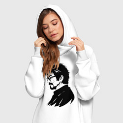 Женское худи-платье Хаяо Миядзаки в профиль, цвет: белый — фото 2