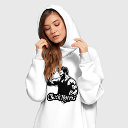 Женское худи-платье Мускулистый Чак Норрис, цвет: белый — фото 2