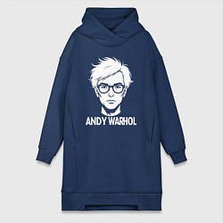 Женское худи-платье Энди Уорхол в аниме стиле, цвет: тёмно-синий