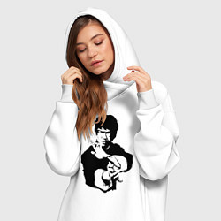 Женское худи-платье Брюс Ли силуэт, цвет: белый — фото 2