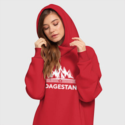 Женское худи-платье Дагестанские горы с узорами, цвет: красный — фото 2