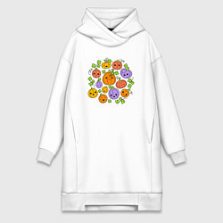 Женское худи-платье Тыковки на хэллоуин, цвет: белый