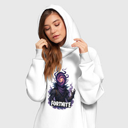 Женское худи-платье Сюрреалистичный Рейвен Fortnite, цвет: белый — фото 2