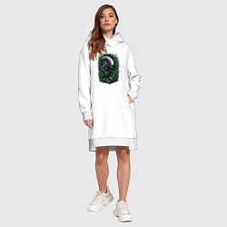 Женское худи-платье Ксеноморф в зарослях, цвет: белый — фото 2