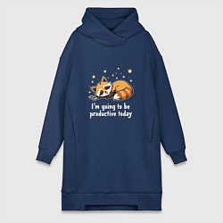 Женская толстовка-платье Очень продуктивный енот