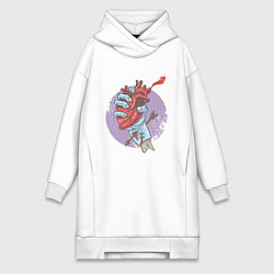 Женская толстовка-платье Сердце в руке зомби