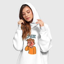 Женское худи-платье Крнж - парень кринжует, цвет: белый — фото 2