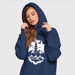 Женское худи-платье Башня с орлами в горах, цвет: тёмно-синий — фото 2