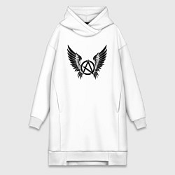 Женское худи-платье Крылатая буква а, цвет: белый