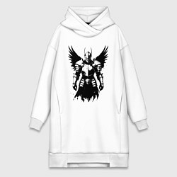 Женское худи-платье Черный рыцарь с крыльями, цвет: белый