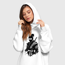 Женское худи-платье Черный ниндзя, цвет: белый — фото 2