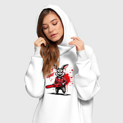 Женское худи-платье Маниакальный кролик с бензопилой, цвет: белый — фото 2