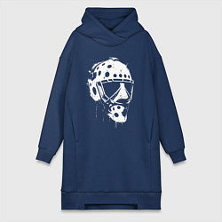 Женское худи-платье Белая хоккейная маска, цвет: тёмно-синий