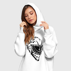 Женское худи-платье Черная вратарская маска, цвет: белый — фото 2