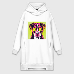 Женское худи-платье Поп-арт собака: деньги в фокусе, цвет: белый