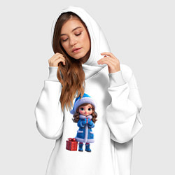 Женское худи-платье Снегурочка с подарком, цвет: белый — фото 2