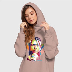 Женское худи-платье Kurt Cobain: Colors, цвет: пыльно-розовый — фото 2