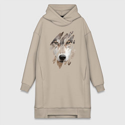 Женское худи-платье Волк - моё второе Я, цвет: миндальный