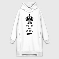 Женское худи-платье Keep Calm & Drive BMW, цвет: белый