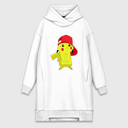 Женское худи-платье Пикачу, цвет: белый