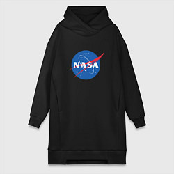 Женское худи-платье NASA: Logo, цвет: черный