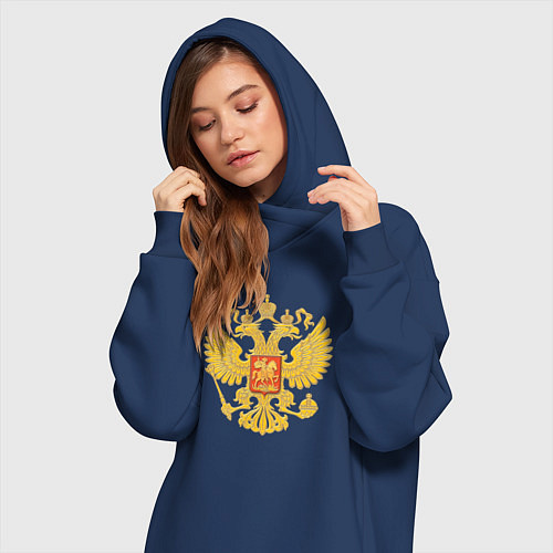 Женская толстовка-платье Герб России: золото / Тёмно-синий – фото 3