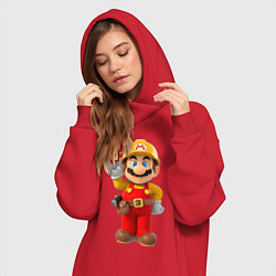 Женское худи-платье Super Mario, цвет: красный — фото 2