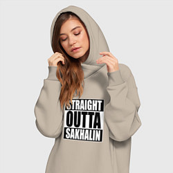 Женское худи-платье Straight Outta Sakhalin, цвет: миндальный — фото 2