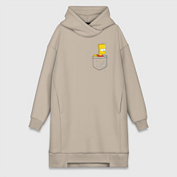 Женское худи-платье Карманный Барт, цвет: миндальный